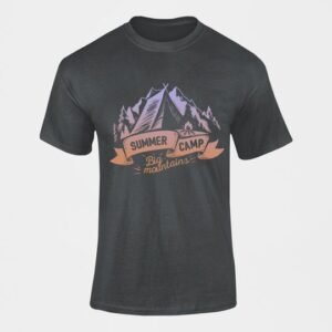 Black Short Sleeve T-Shirt with Summer Camp Print