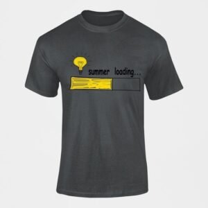 Black Short Sleeve T-Shirt with Summer Loading Print