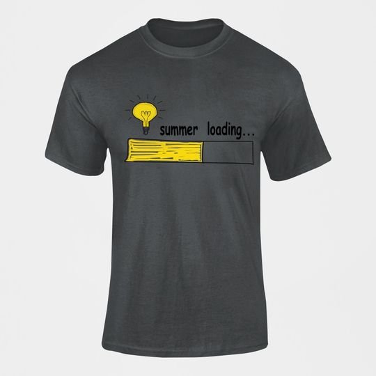 Black Short Sleeve T-Shirt with Summer Loading Print